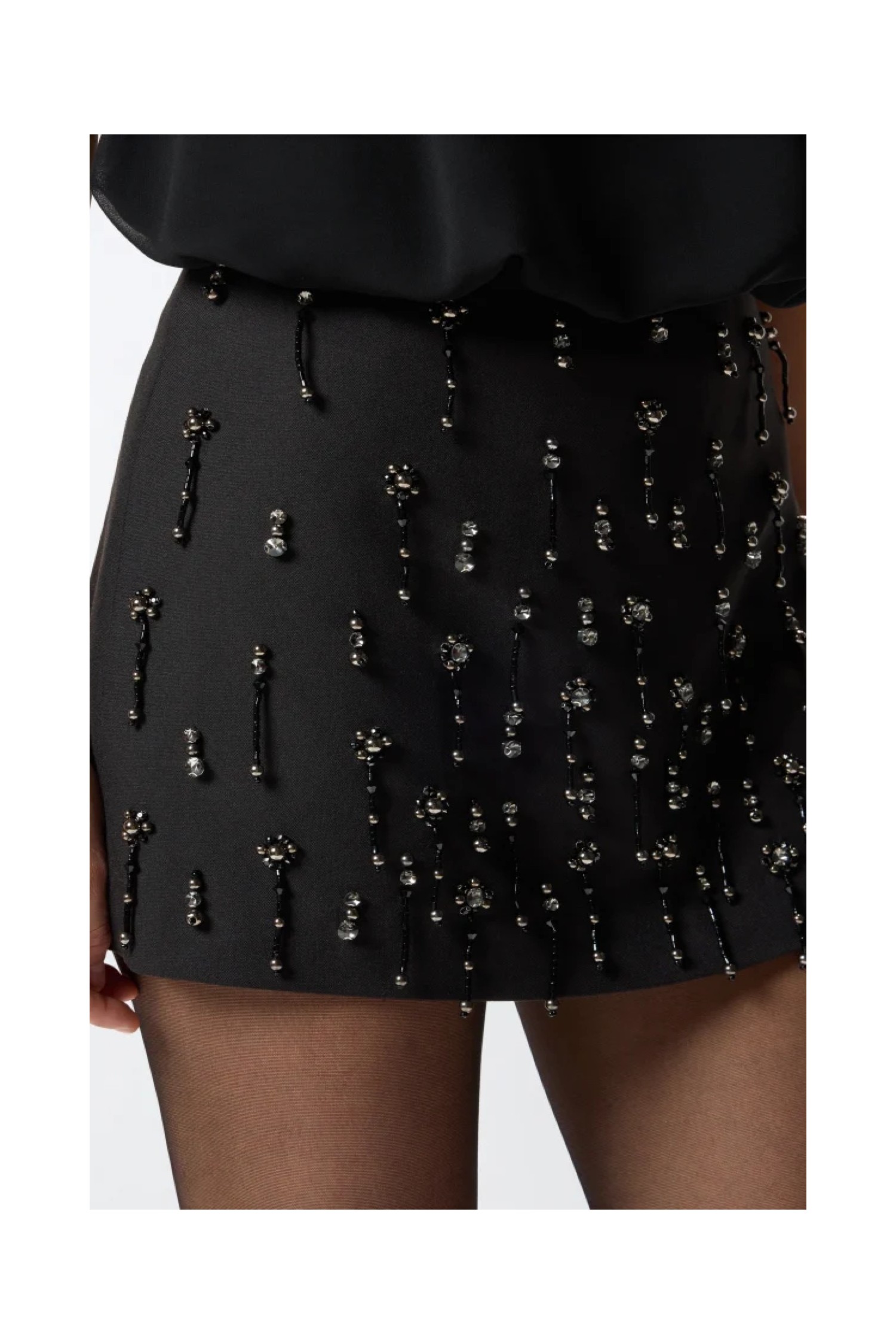 MINIGONNA CON CRISTALLI E PERLE PINKO