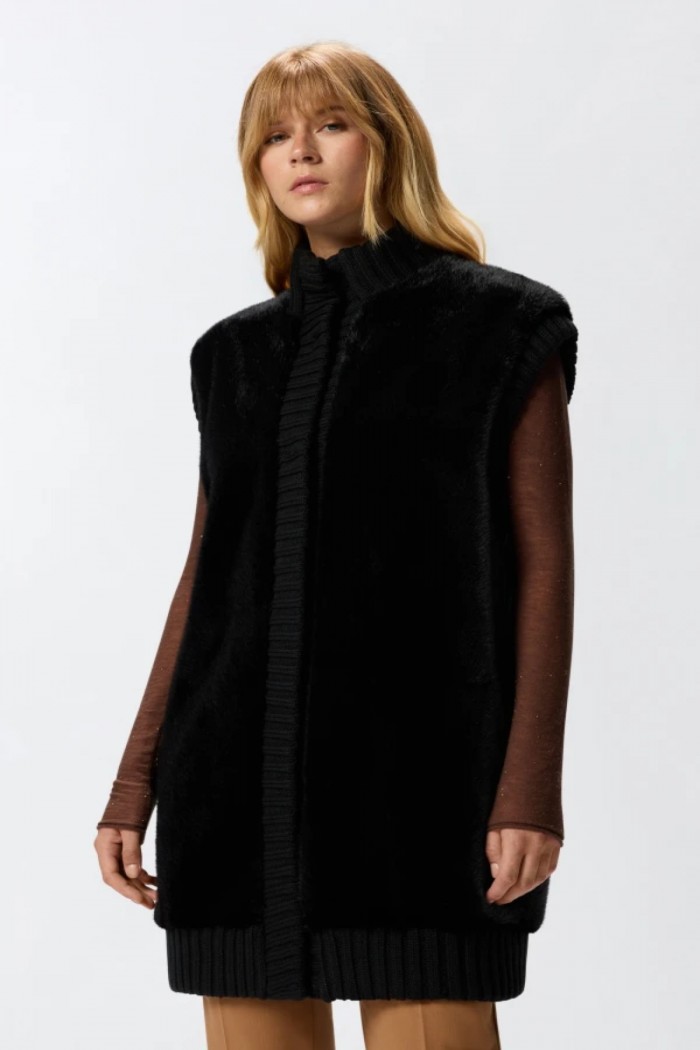 GILET LUNGO EFFETTO PELLICCIA PINKO