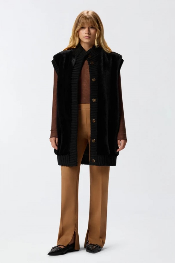 GILET LUNGO EFFETTO PELLICCIA PINKO