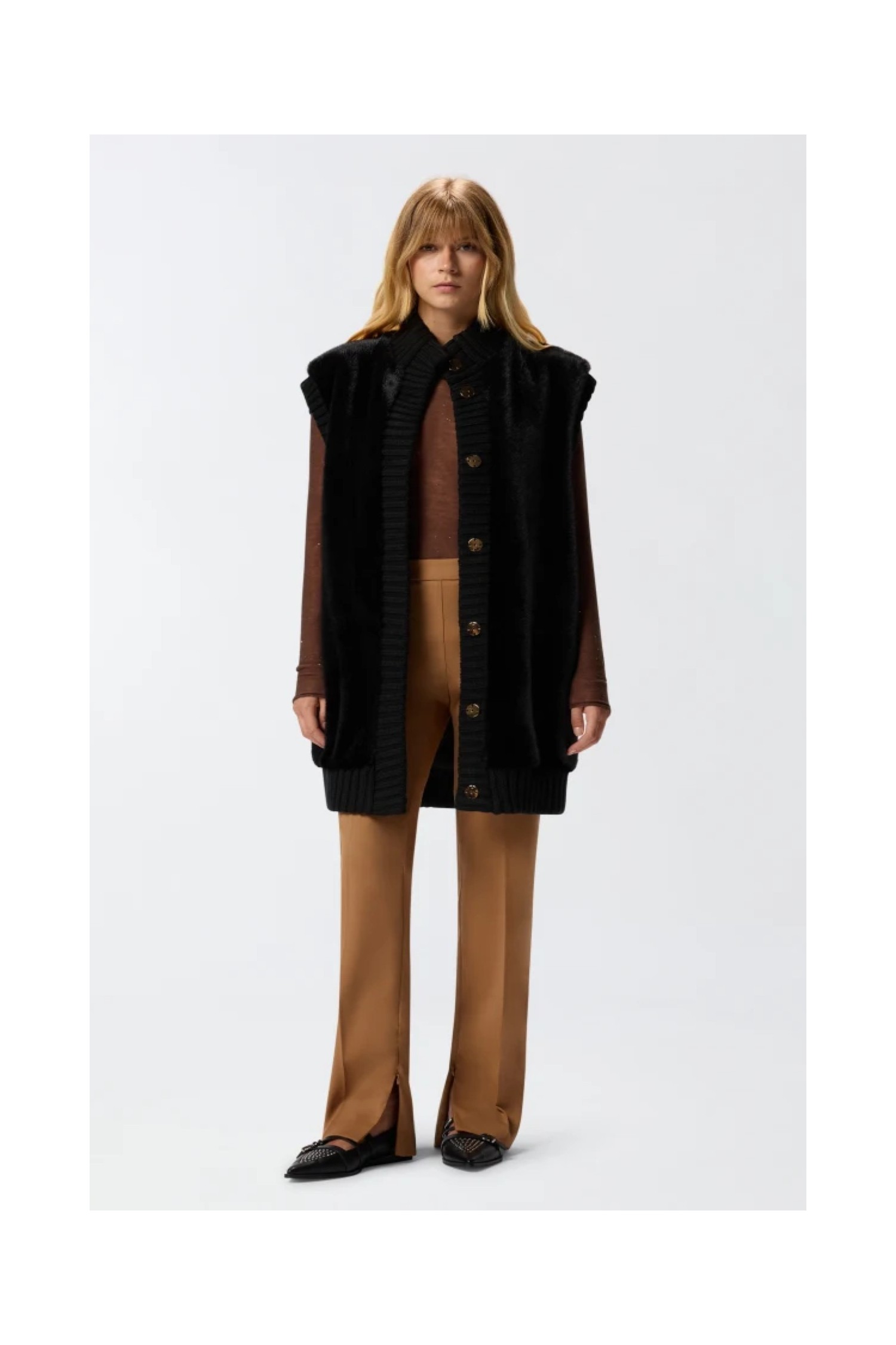 GILET LUNGO EFFETTO PELLICCIA PINKO