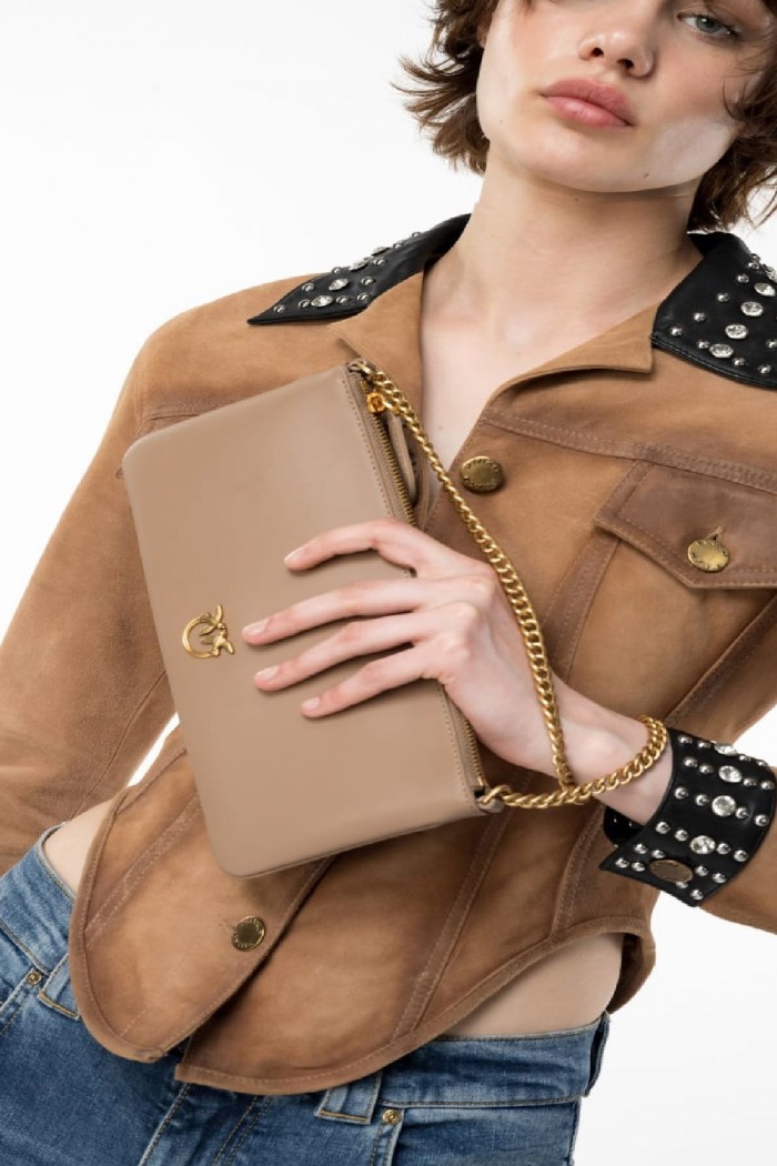 HORIZONTAL FLAT BAG IN PELLE PINKO