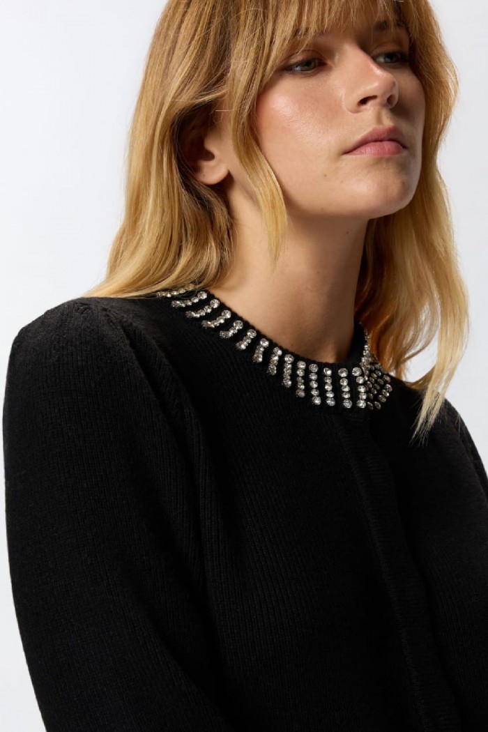CARDIGAN GIROCOLLO CON STRASS PINKO