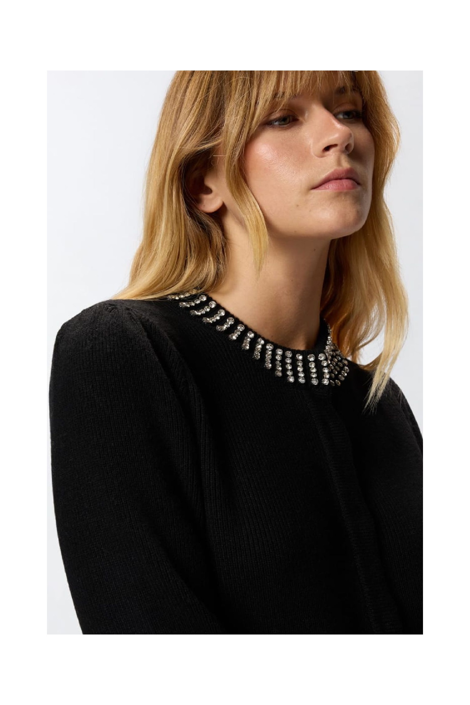 CARDIGAN GIROCOLLO CON STRASS PINKO