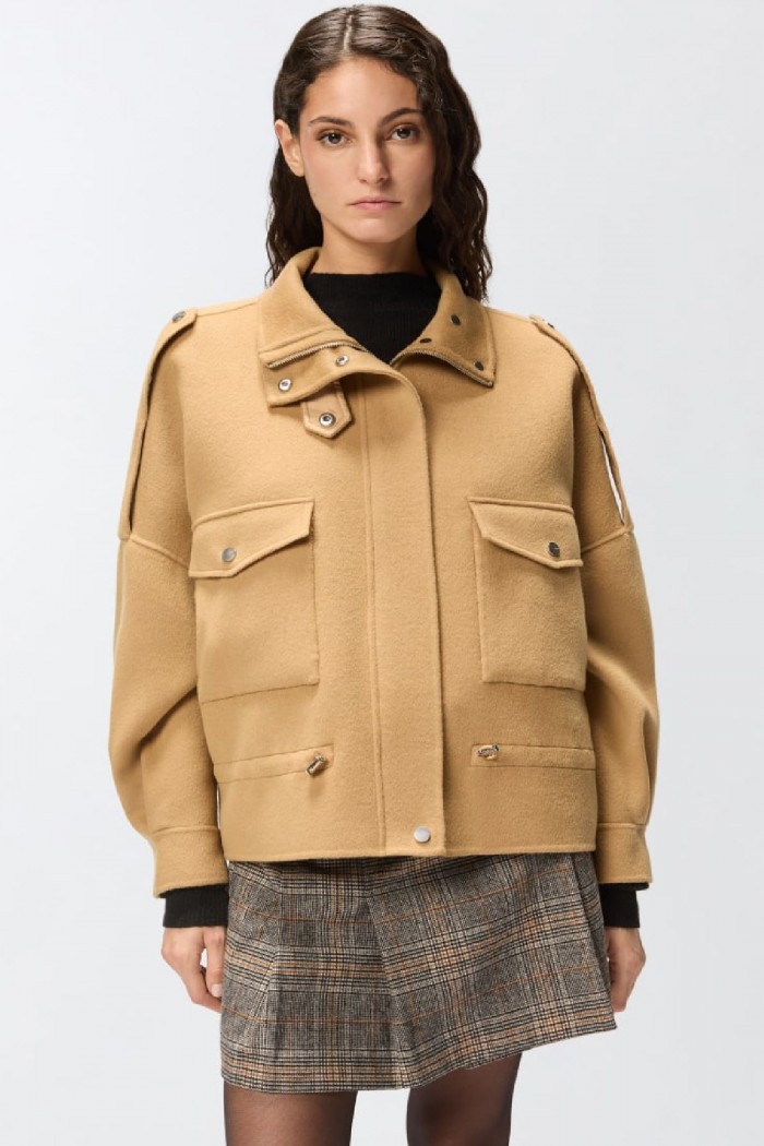 CABAN  IN PANNO DOUBLE CON COLLO ALTO PINKO