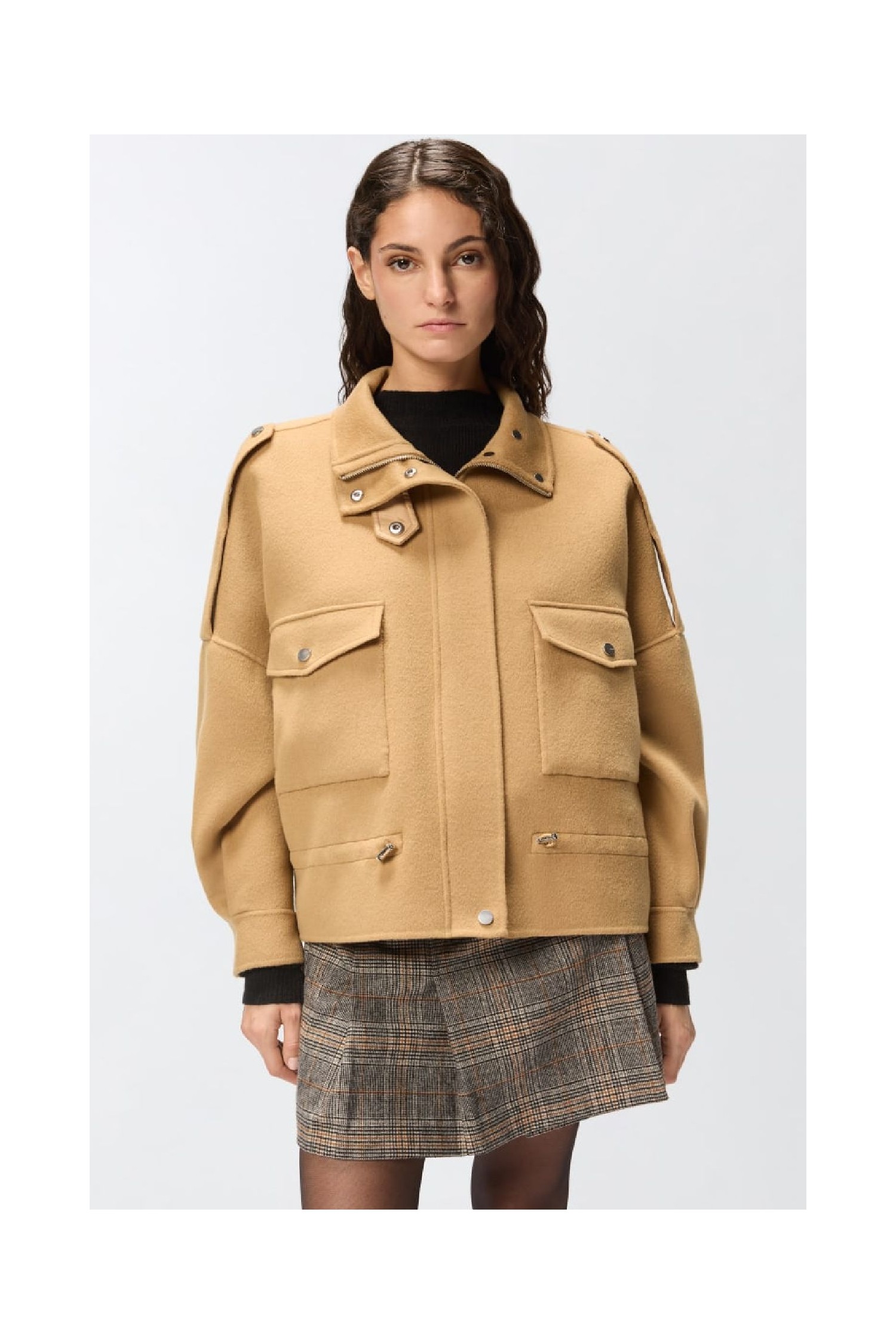 CABAN  IN PANNO DOUBLE CON COLLO ALTO PINKO