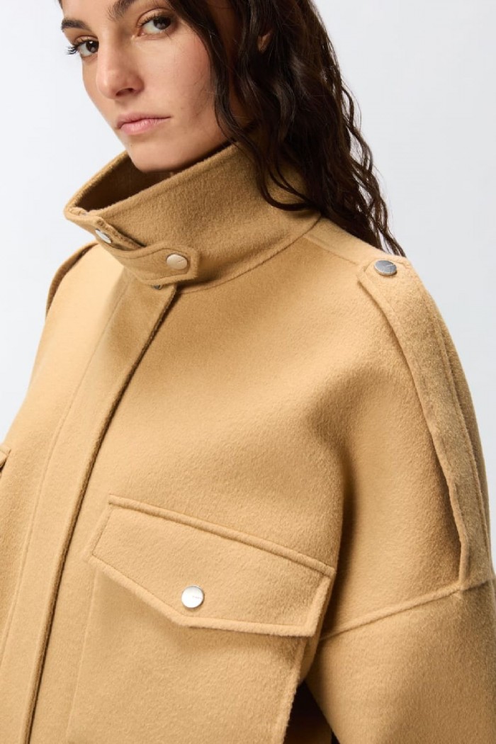 CABAN  IN PANNO DOUBLE CON COLLO ALTO PINKO