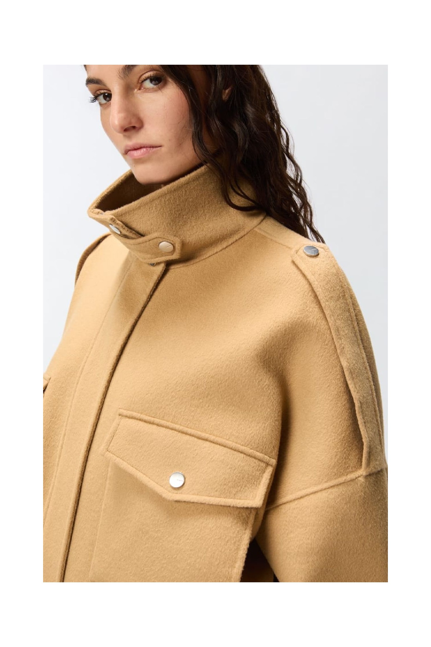 CABAN  IN PANNO DOUBLE CON COLLO ALTO PINKO