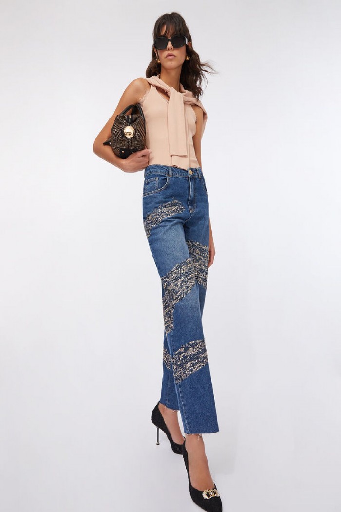 JEANS BALLOON CON STRASS E BORCHIE LIU JO