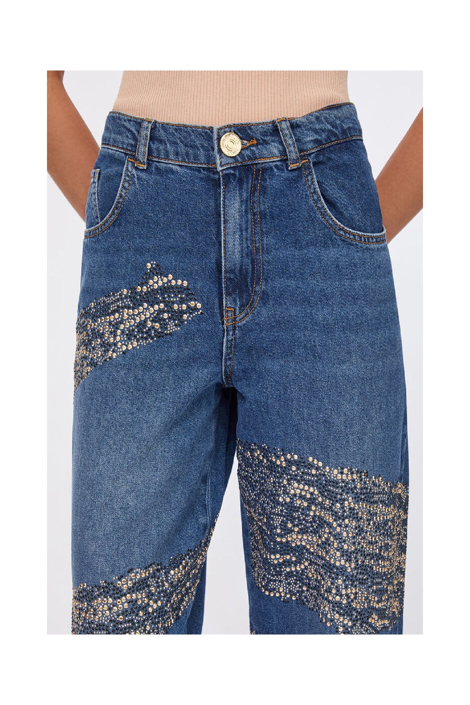 JEANS BALLOON CON STRASS E BORCHIE LIU JO