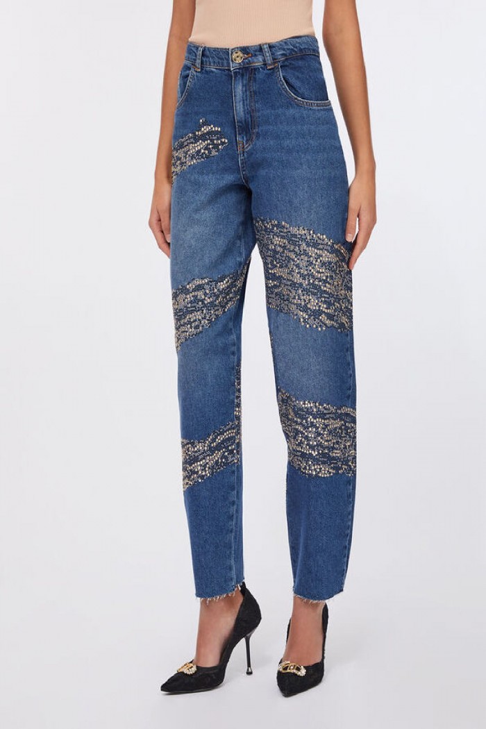 JEANS BALLOON CON STRASS E BORCHIE LIU JO
