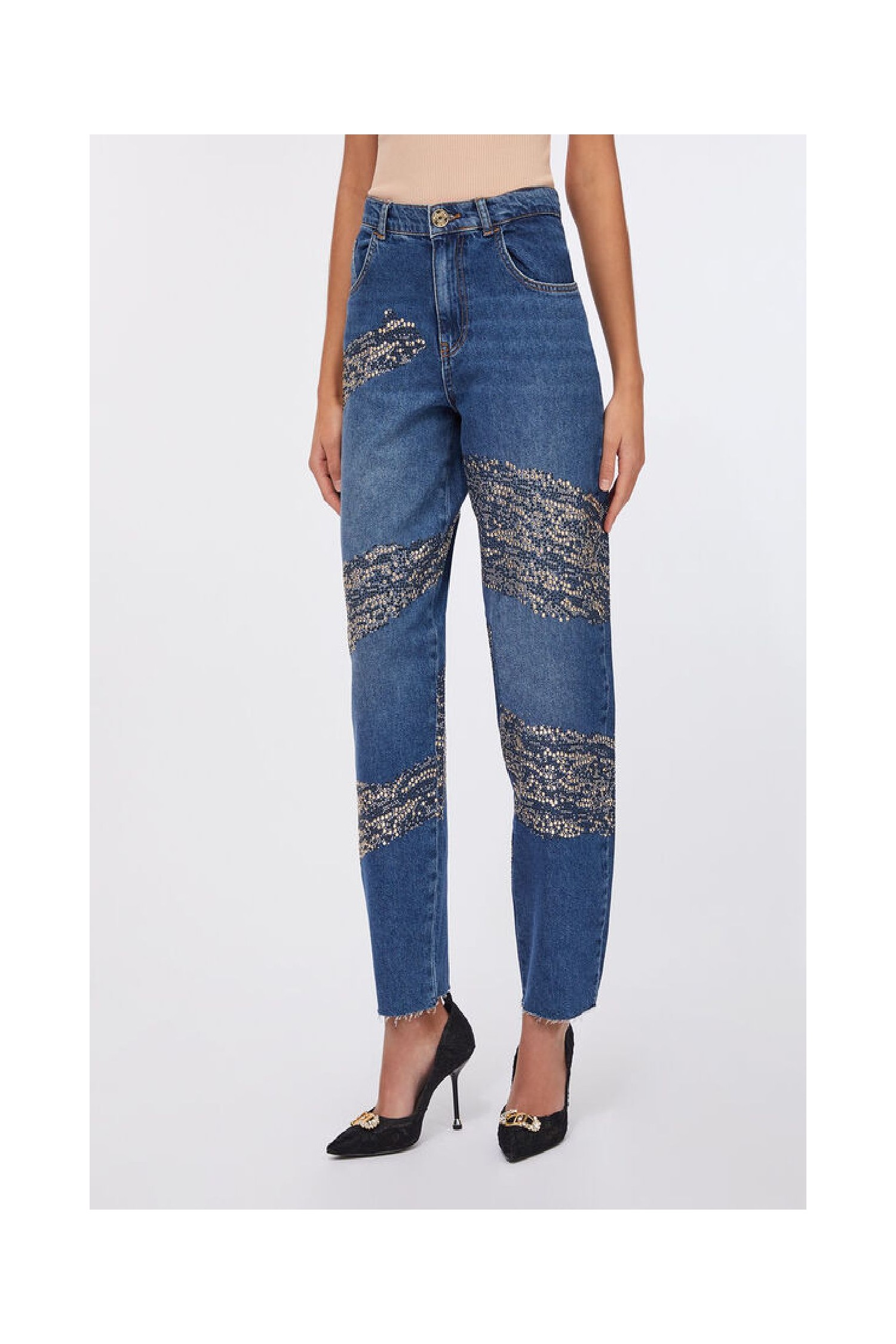 JEANS BALLOON CON STRASS E BORCHIE LIU JO