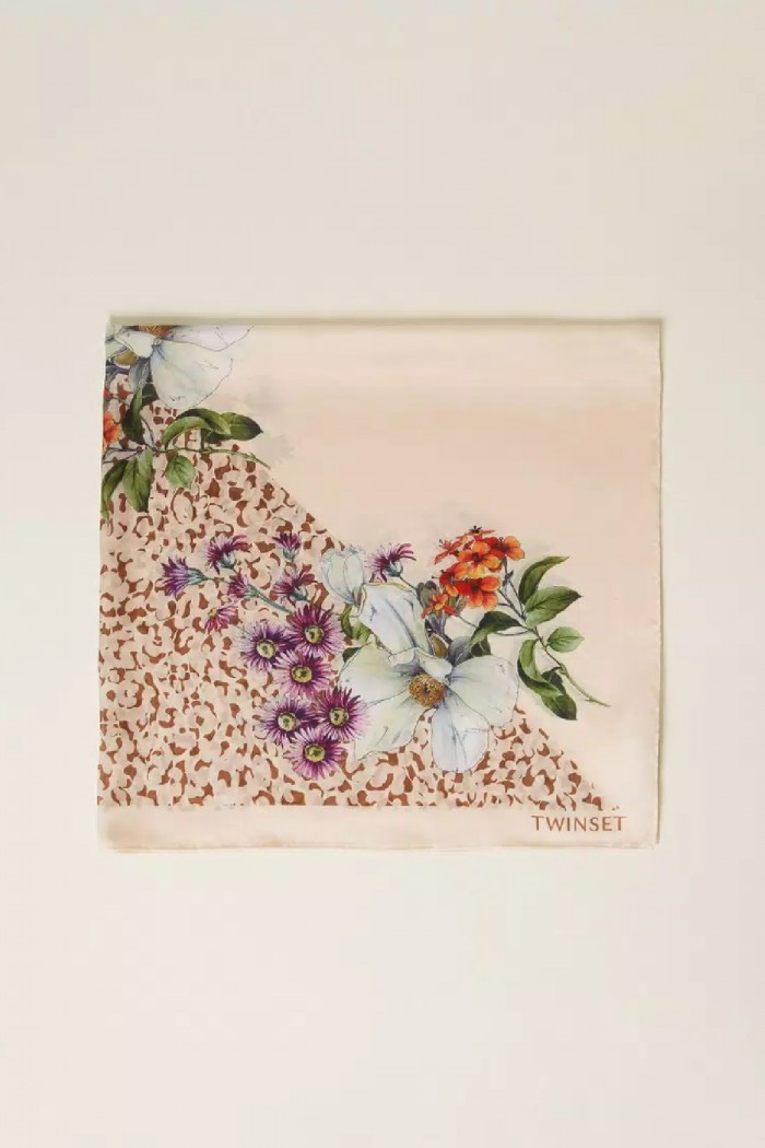 FOULARD STAMPA FIORI ANIMALIER TWINSET