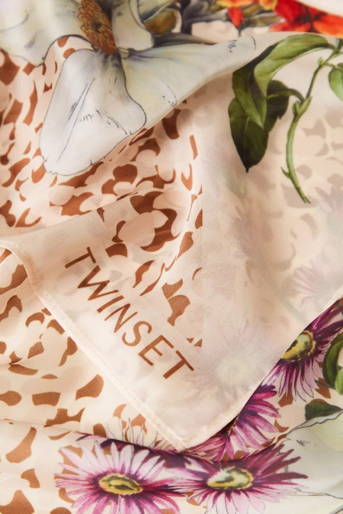 FOULARD STAMPA FIORI ANIMALIER TWINSET