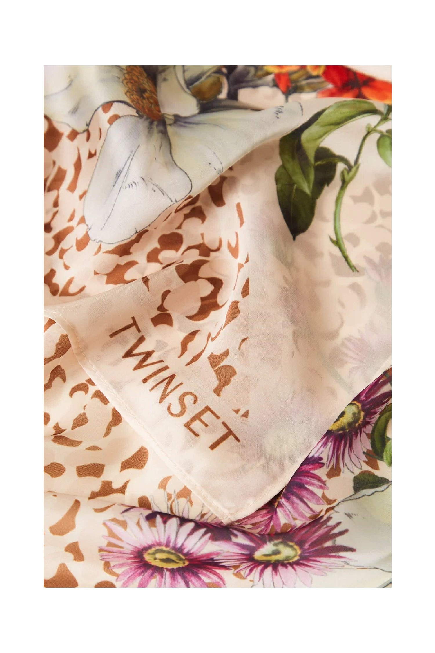 FOULARD STAMPA FIORI ANIMALIER TWINSET