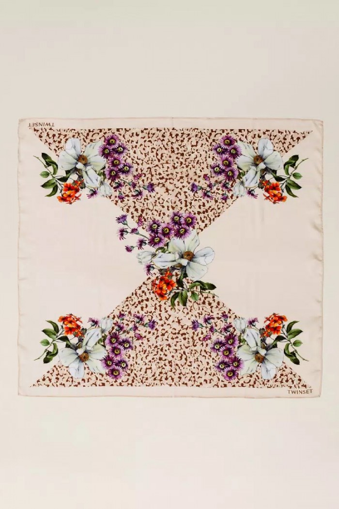 FOULARD STAMPA FIORI ANIMALIER TWINSET