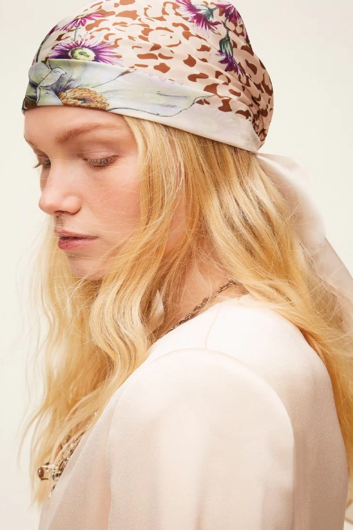 FOULARD STAMPA FIORI ANIMALIER TWINSET