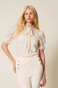 CAMICIA IN PIZZO CON FIOCCO TWINSET