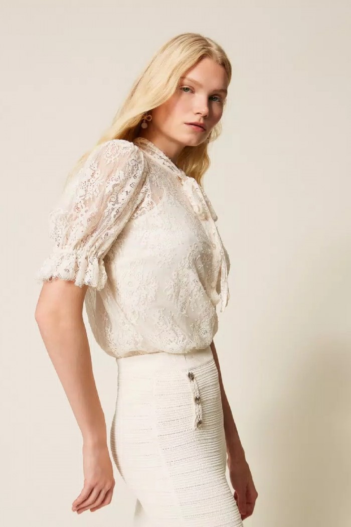 CAMICIA IN PIZZO CON FIOCCO TWINSET