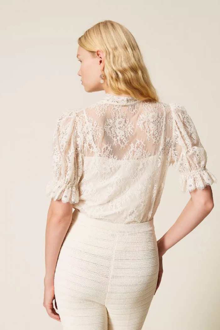 CAMICIA IN PIZZO CON FIOCCO TWINSET
