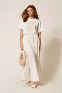 T-SHIRT REGULAR CON STAMPA E  RICAMO TWINSET