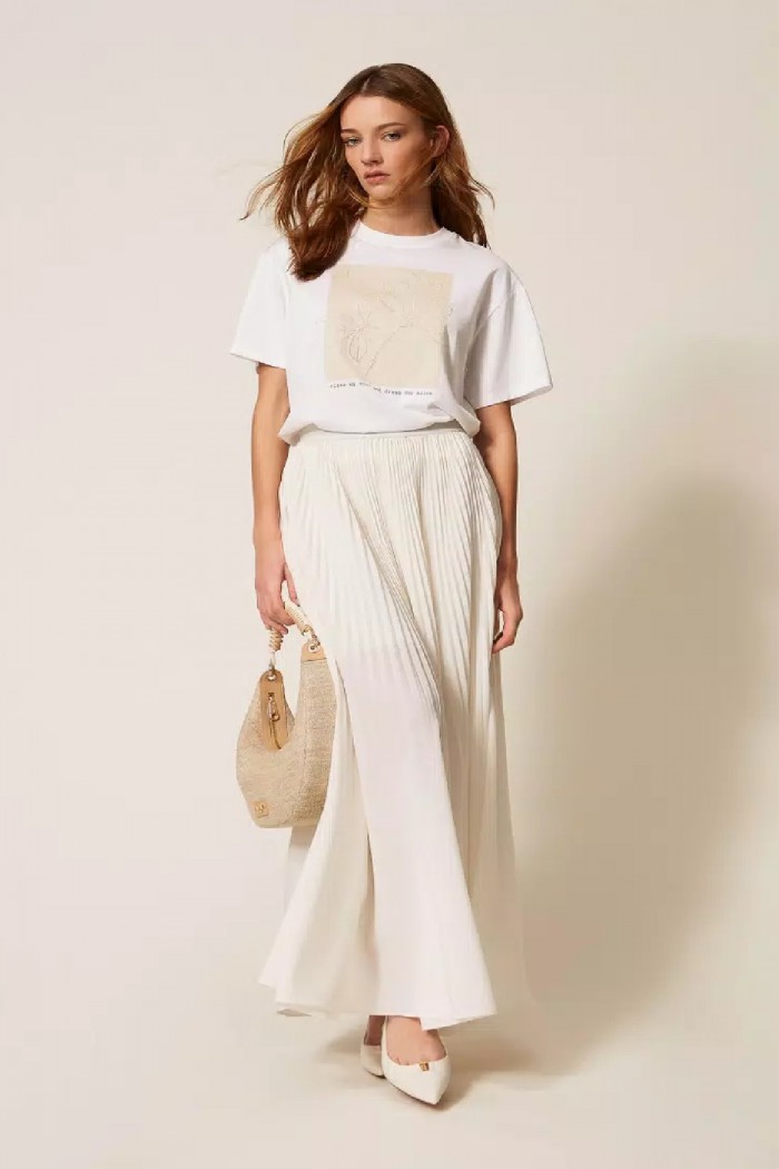 T-SHIRT REGULAR CON STAMPA E  RICAMO TWINSET