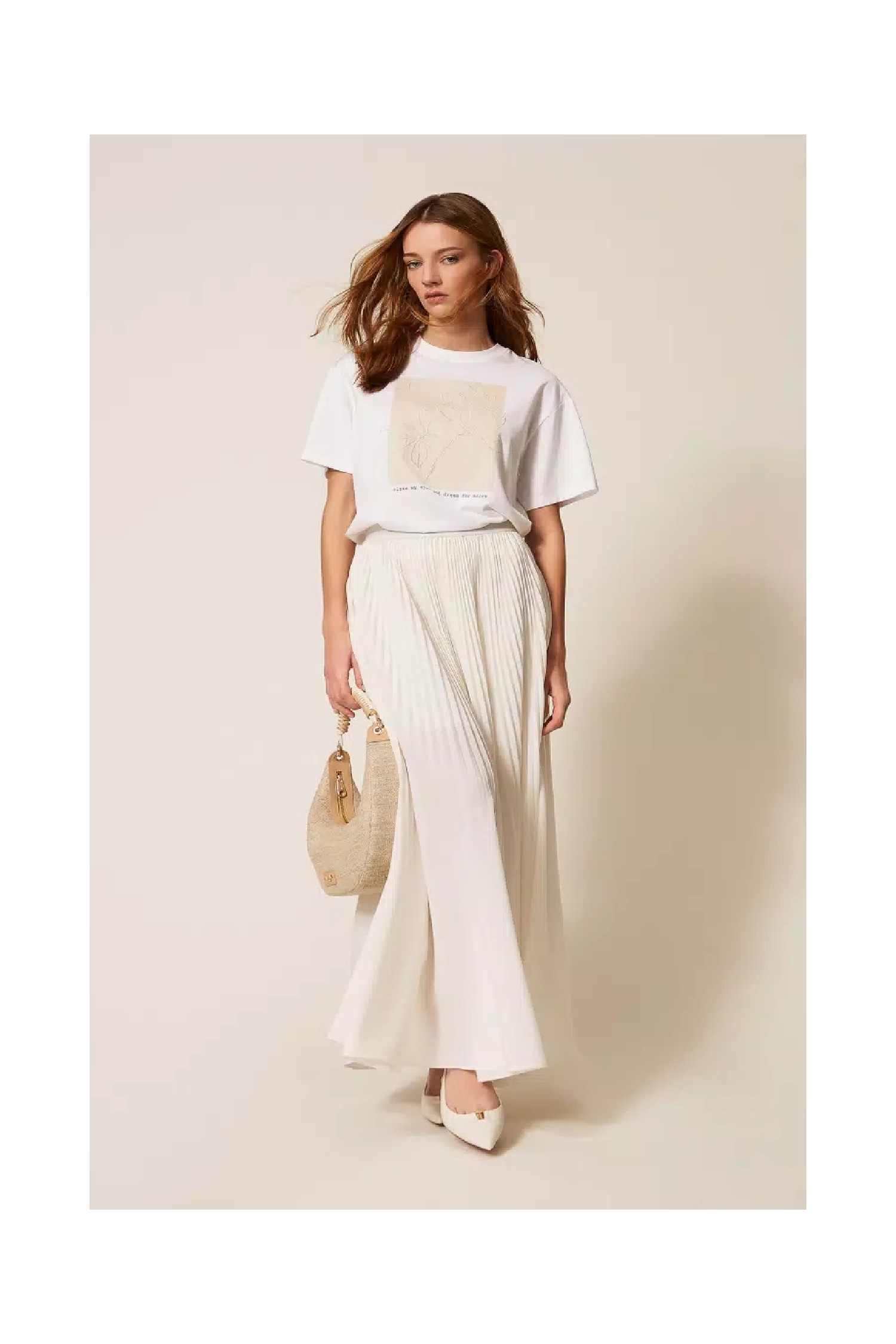 T-SHIRT REGULAR CON STAMPA E  RICAMO TWINSET