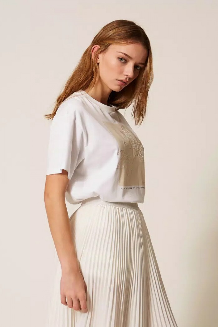 T-SHIRT REGULAR CON STAMPA E  RICAMO TWINSET