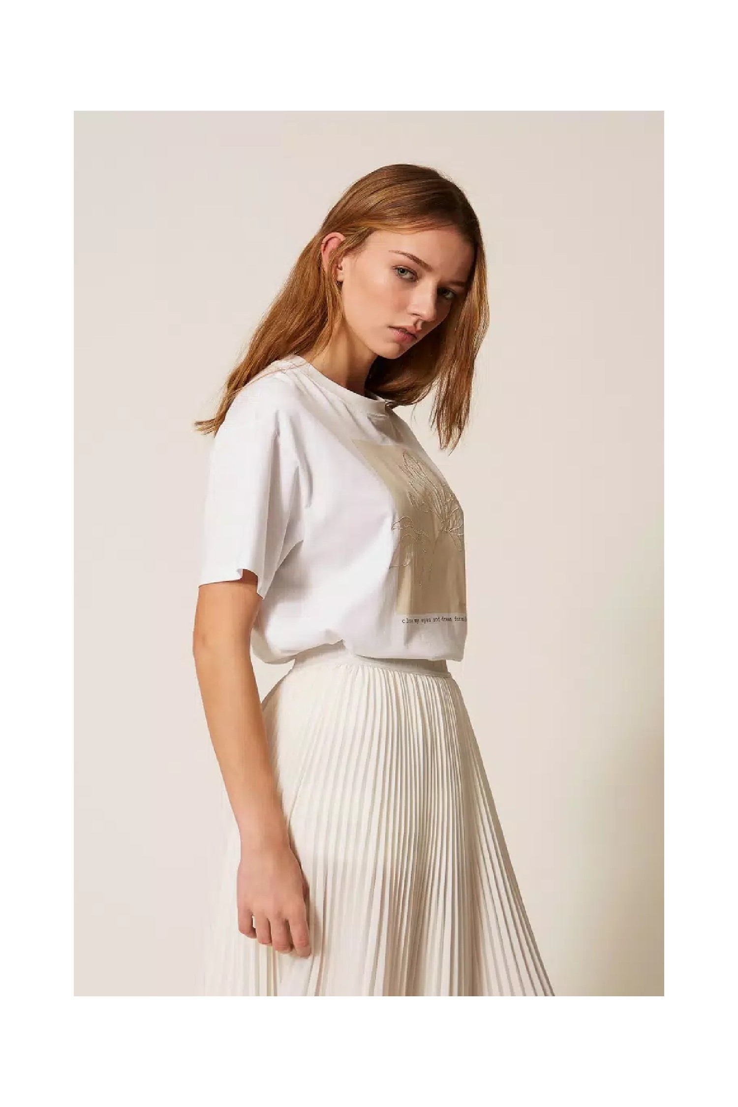 T-SHIRT REGULAR CON STAMPA E  RICAMO TWINSET