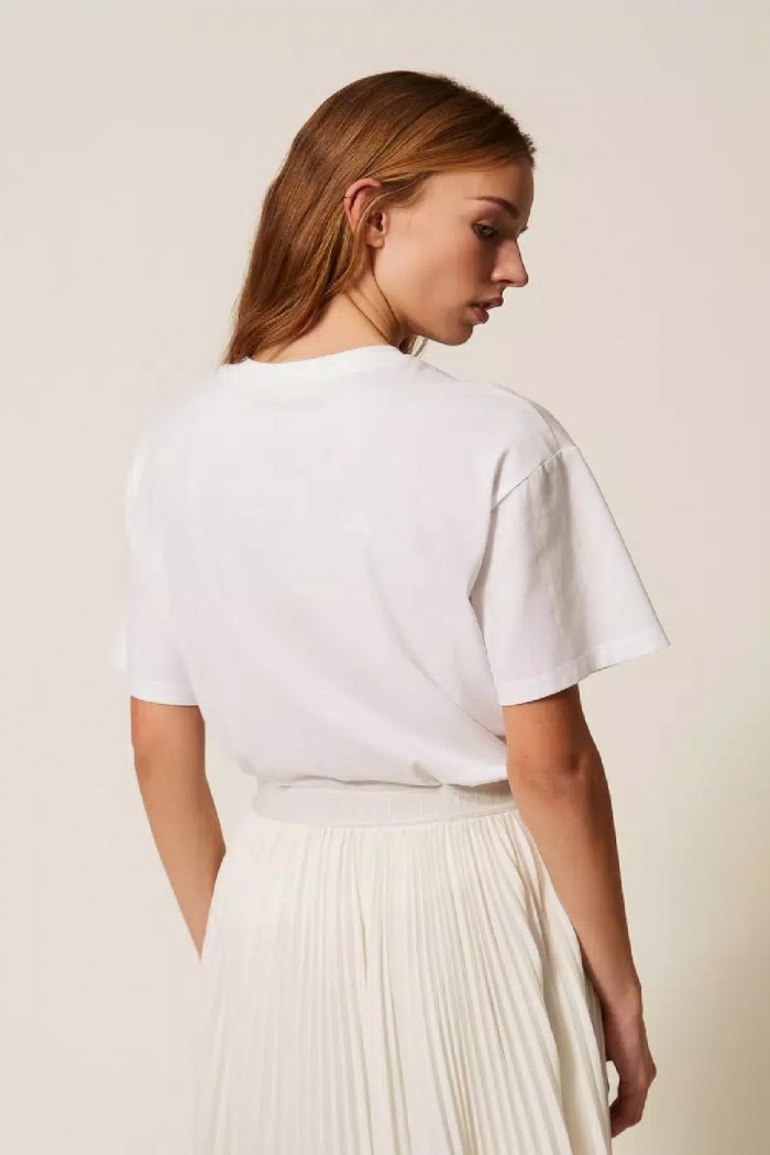 T-SHIRT REGULAR CON STAMPA E  RICAMO TWINSET