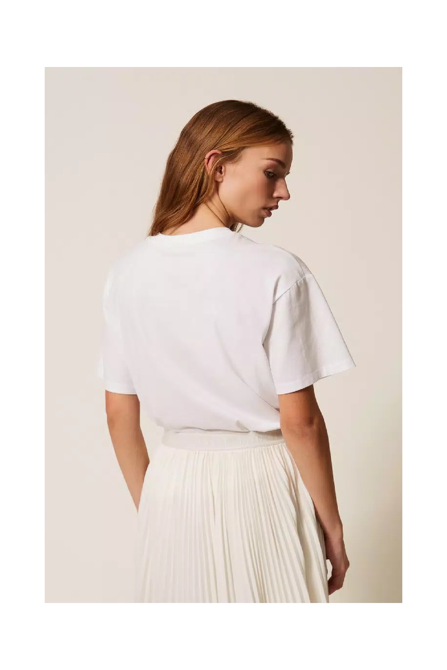 T-SHIRT REGULAR CON STAMPA E  RICAMO TWINSET