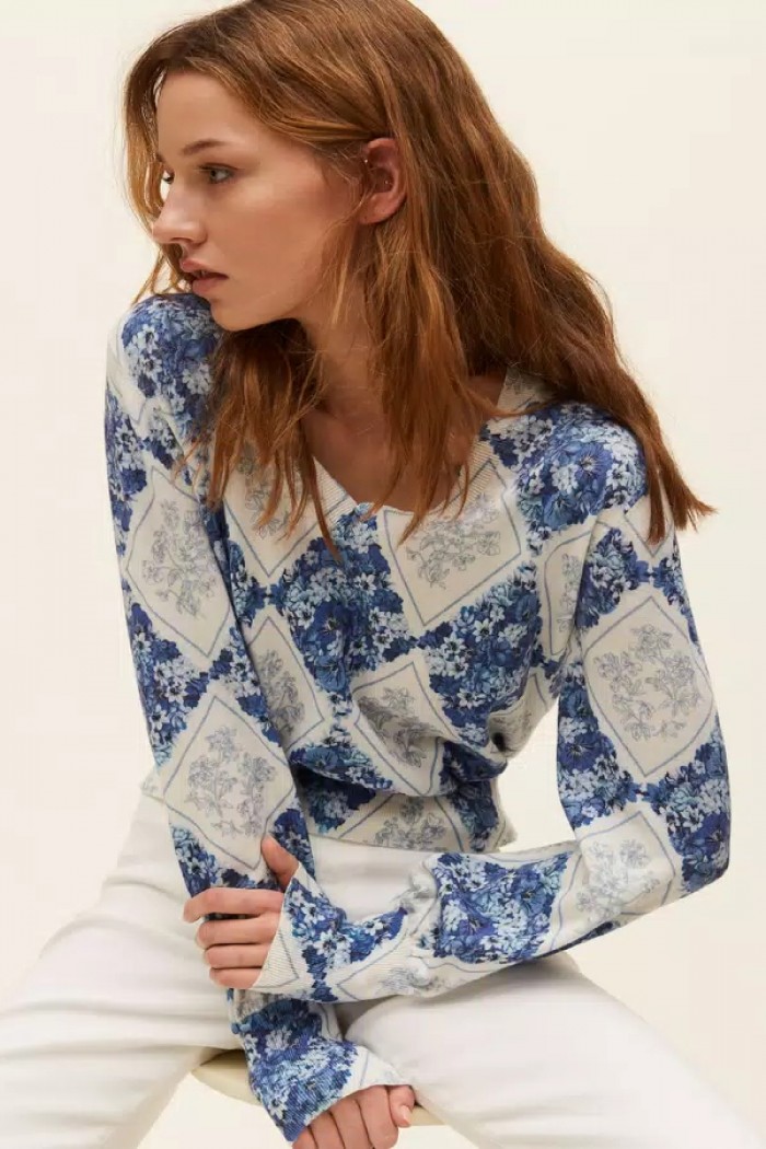 MAGLIA CON STAMPA FLOREALE A LOSANGHE TWINSET