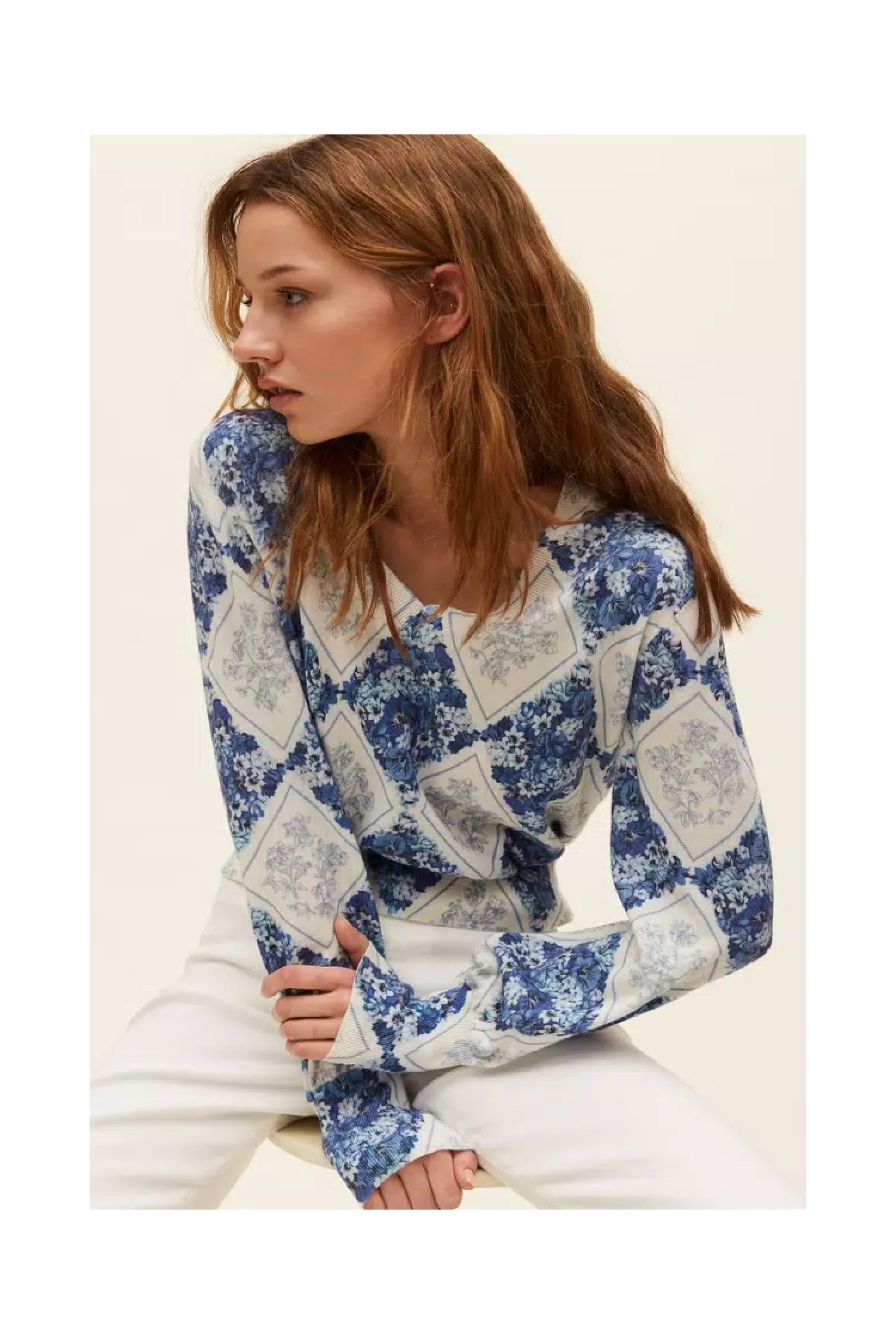 MAGLIA CON STAMPA FLOREALE A LOSANGHE TWINSET