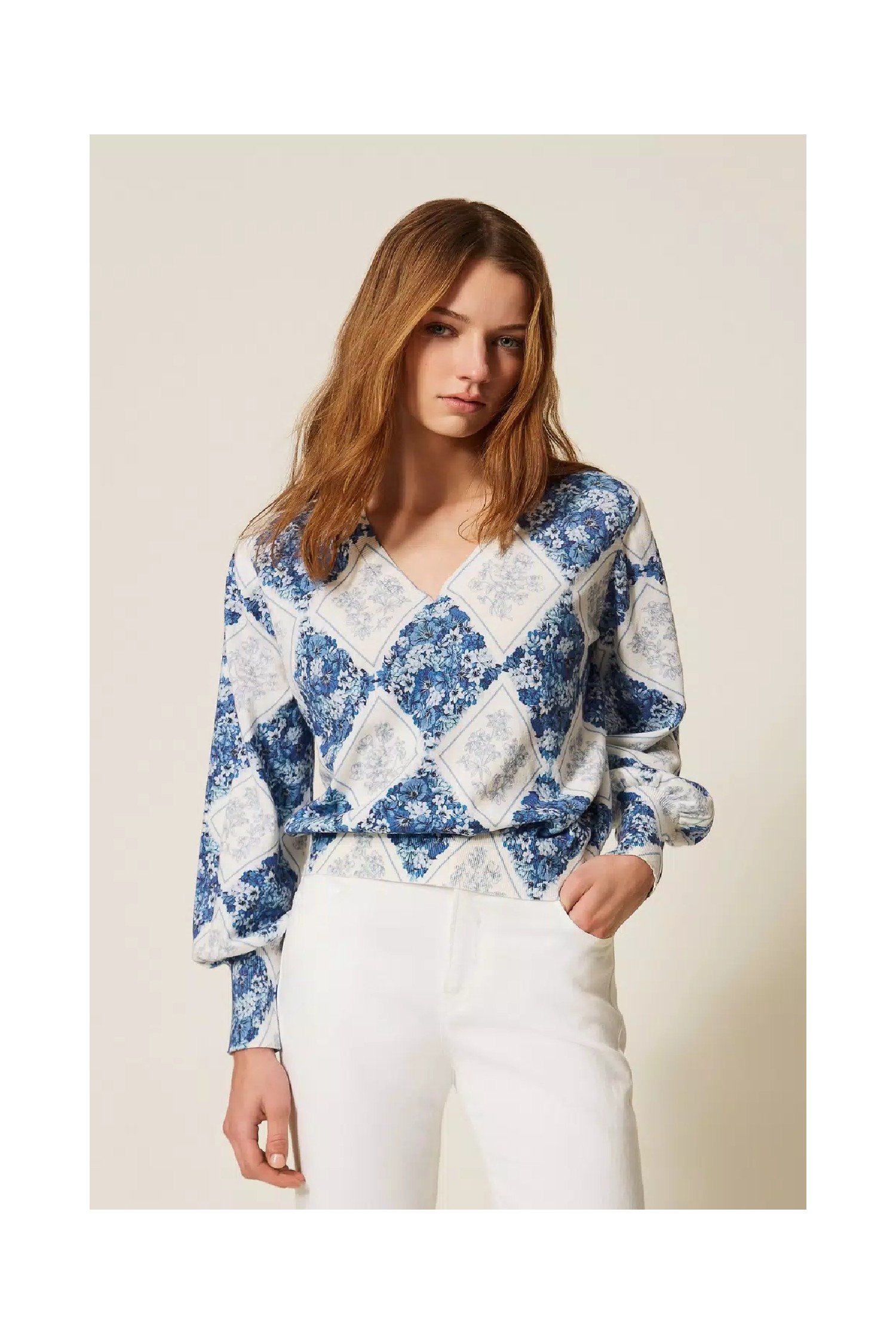 MAGLIA CON STAMPA FLOREALE A LOSANGHE TWINSET