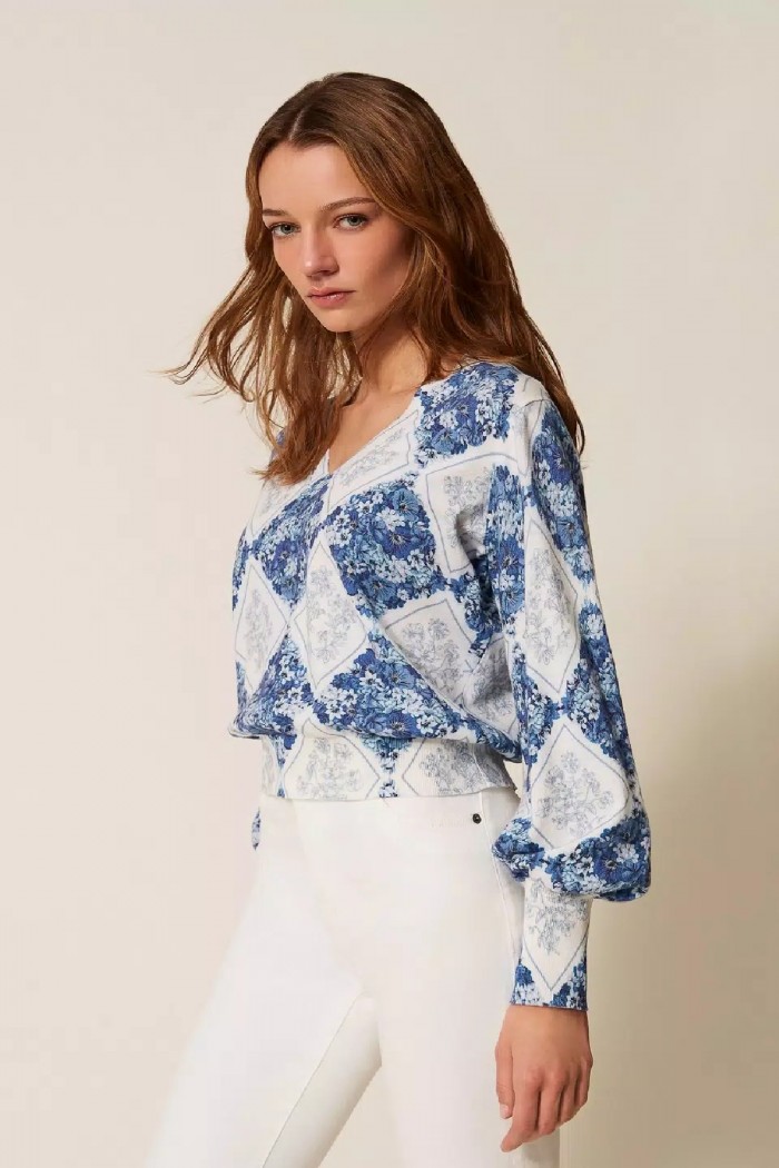 MAGLIA CON STAMPA FLOREALE A LOSANGHE TWINSET