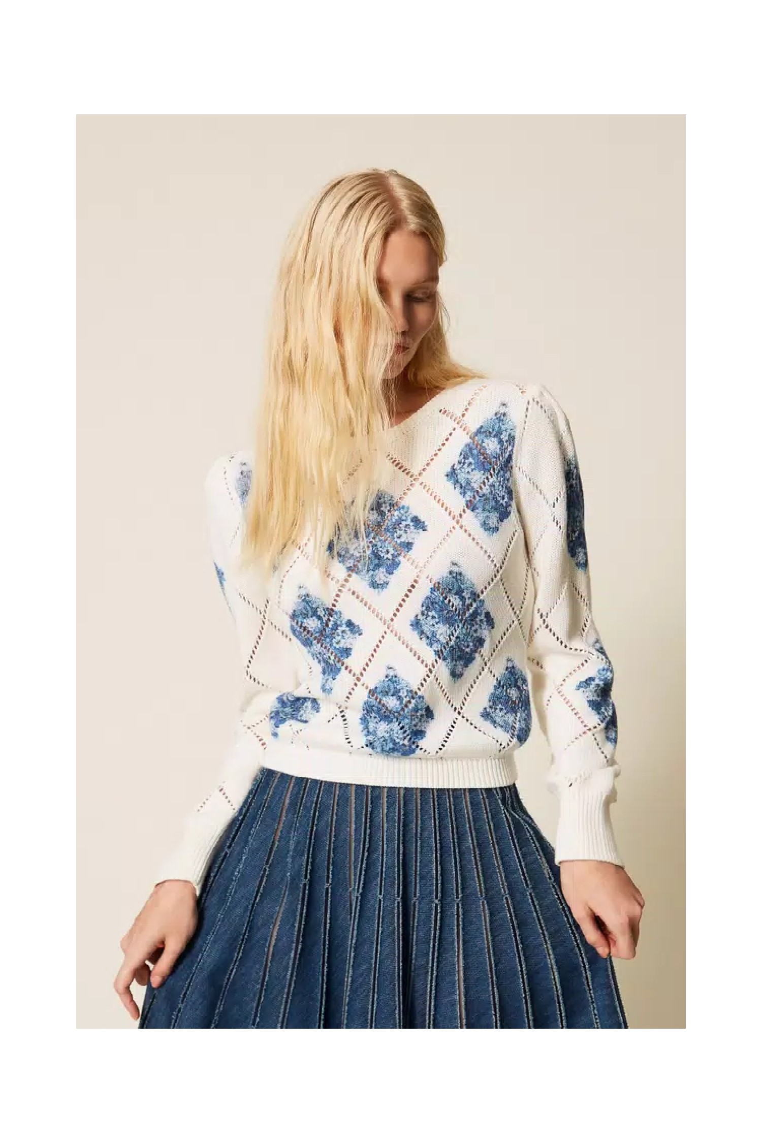 MAGLIA A LOSANGHE CON STAMPA FIORI TWINSET