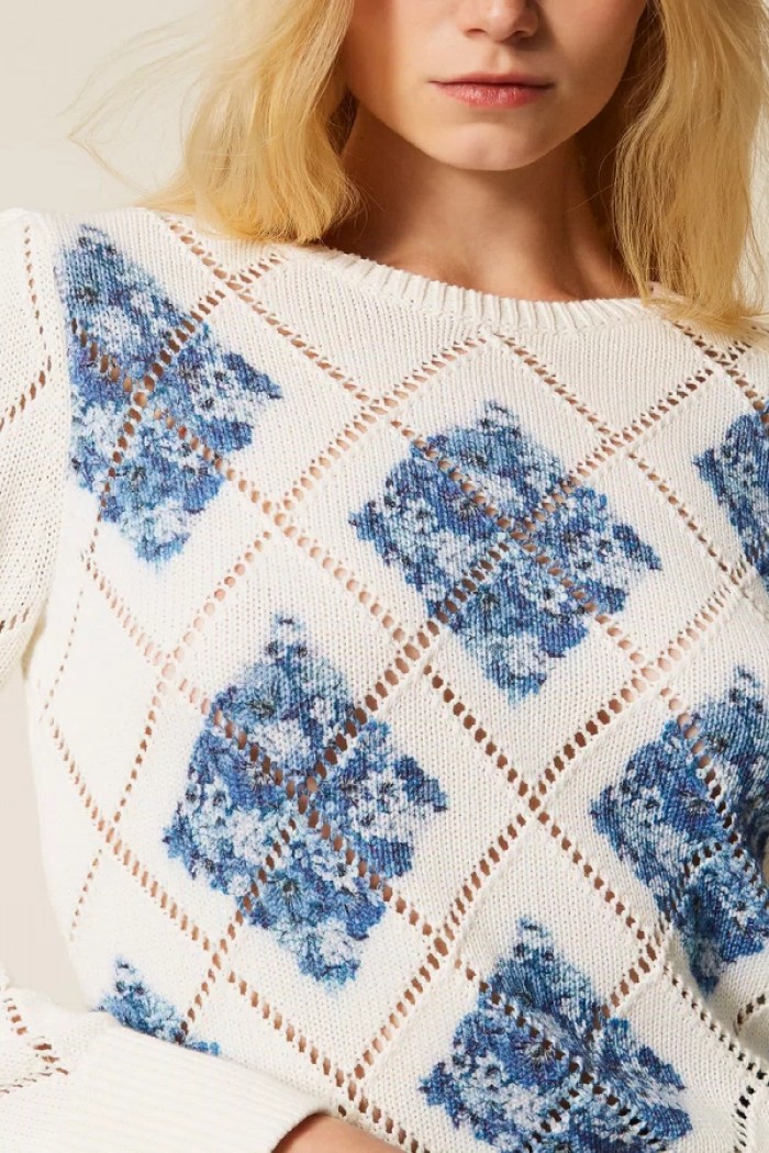 MAGLIA A LOSANGHE CON STAMPA FIORI TWINSET