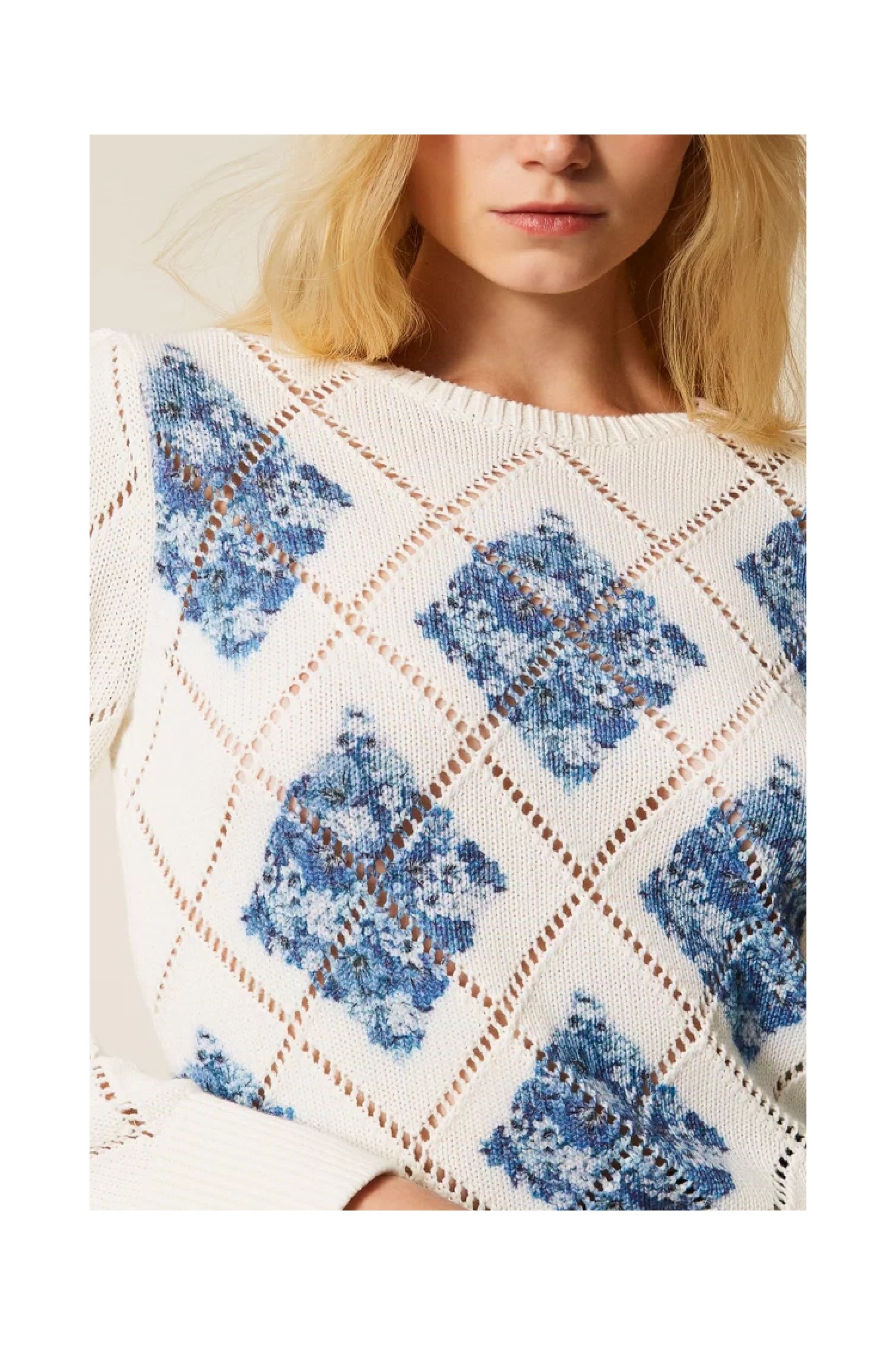 MAGLIA A LOSANGHE CON STAMPA FIORI TWINSET