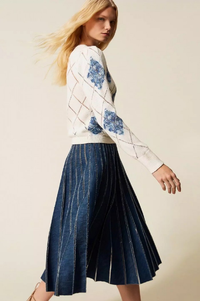 MAGLIA A LOSANGHE CON STAMPA FIORI TWINSET