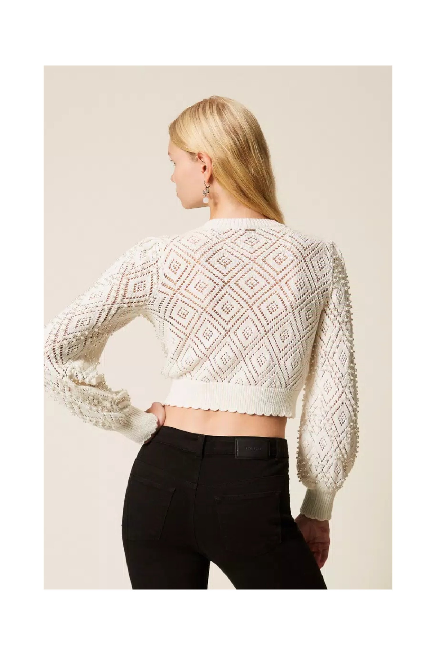 CARDIGAN A LOSANGHE  CON PERLE TWINSET