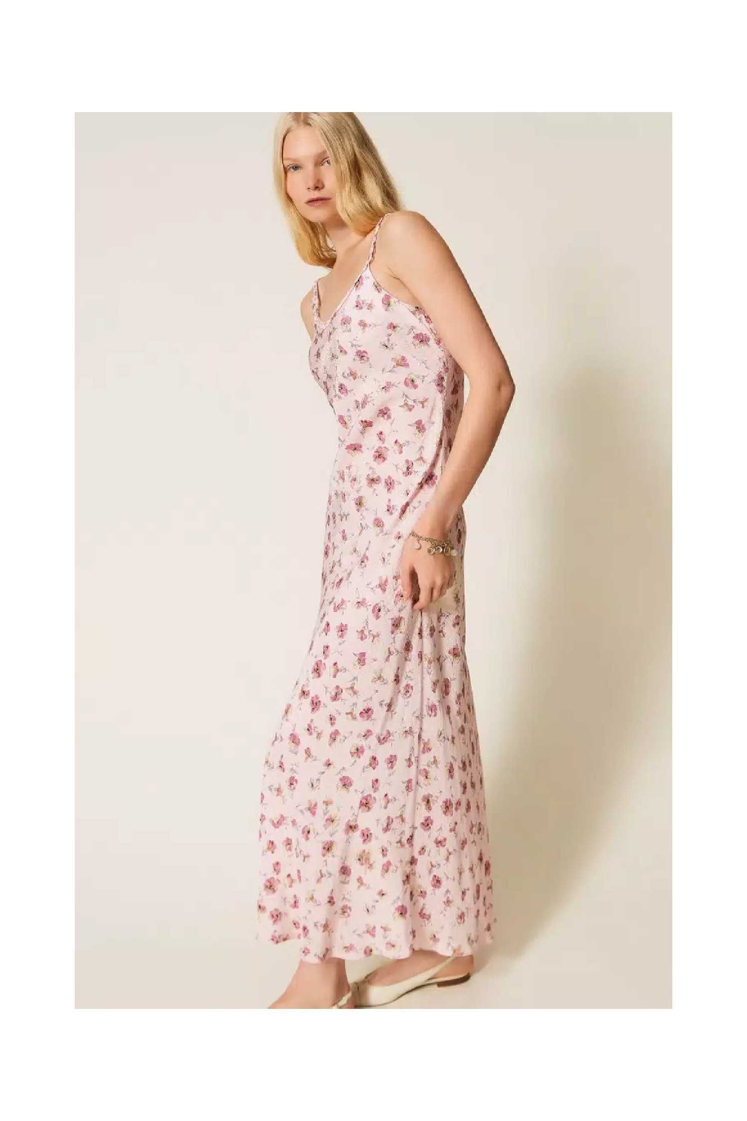 ABITO LUNGO CON SPALLINE E STAMPA A FIORI TWINSET