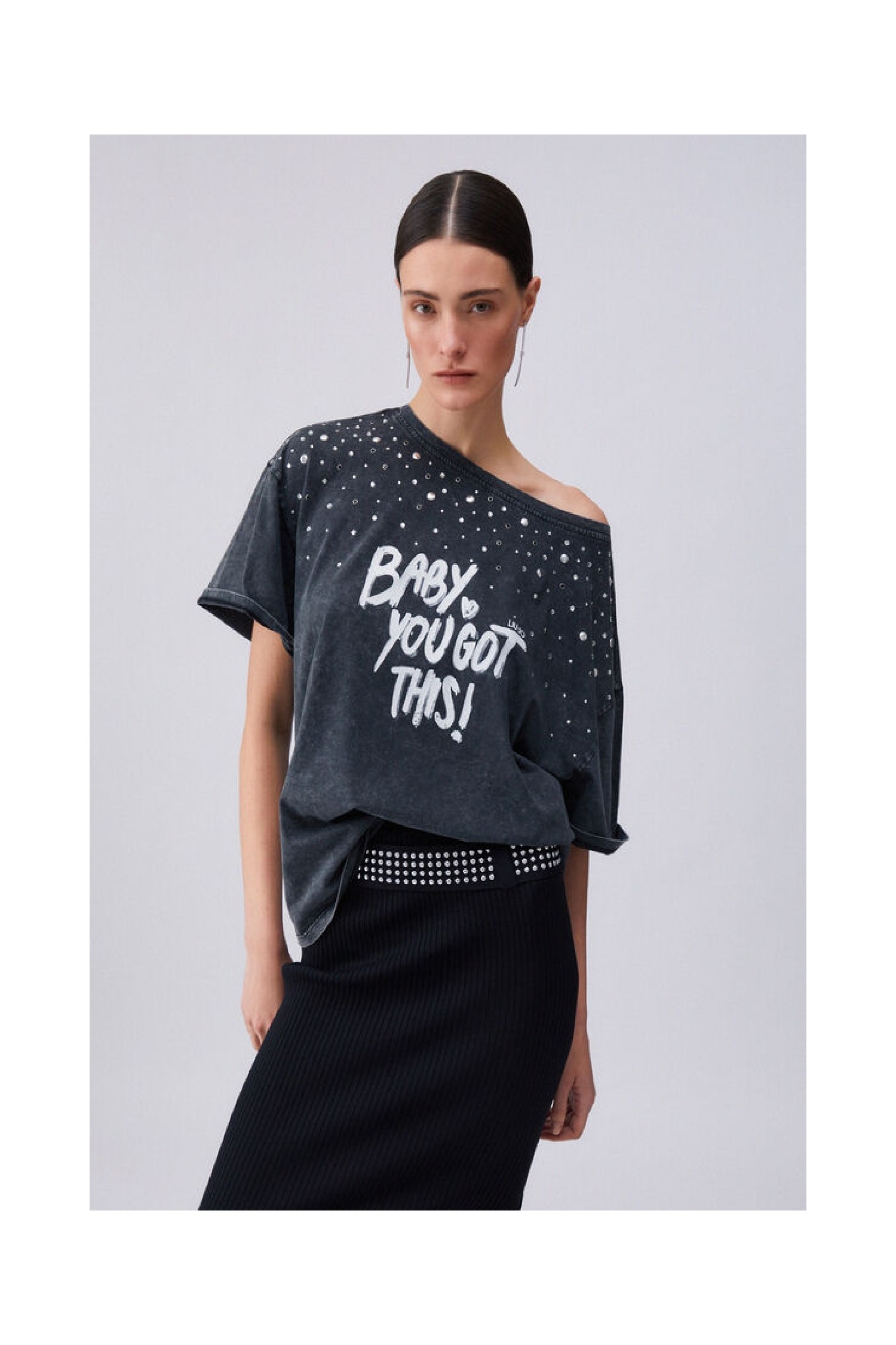 T-SHIRT CON STAMPA E APPLICAZIONI LIU JO