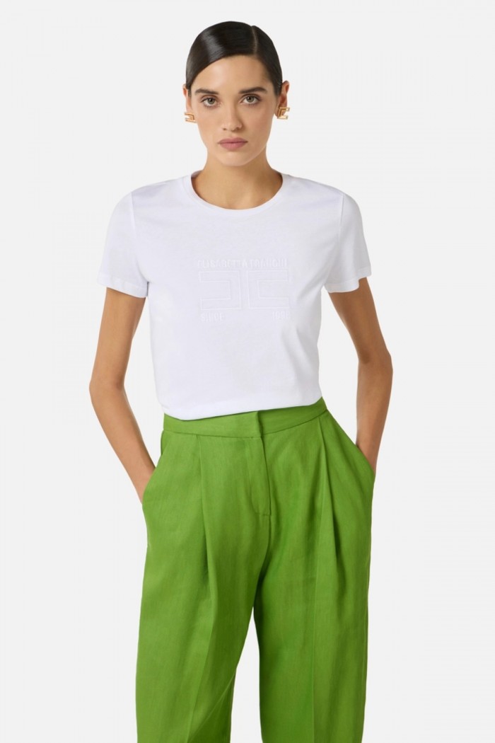  T -SHIRT IN JERSEY CON LOGO RICAMATO ELISABETTA FRANCHI
