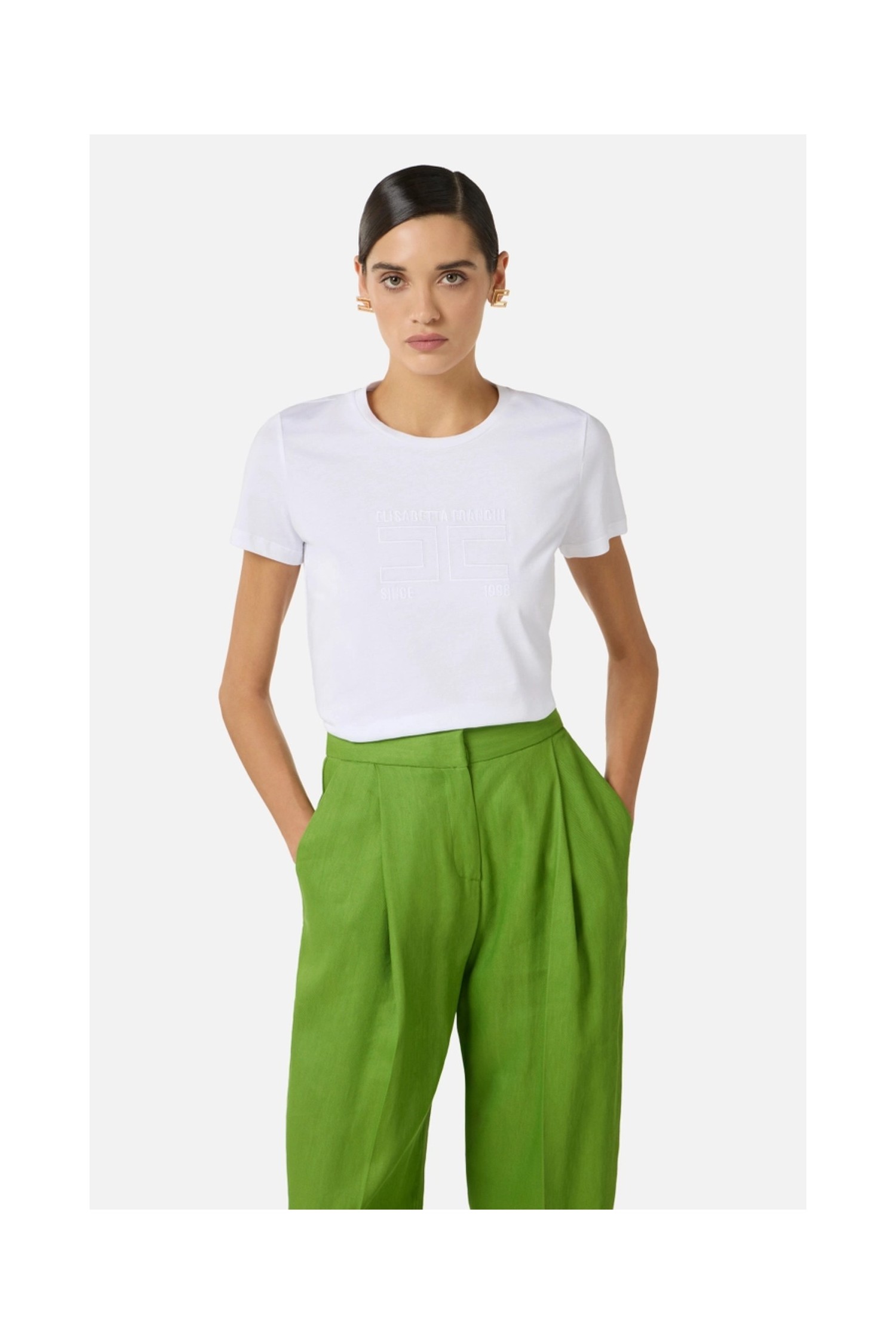  T -SHIRT IN JERSEY CON LOGO RICAMATO ELISABETTA FRANCHI