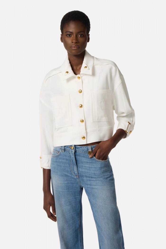 CABAN IN GABARDINE CON BOTTONI GIOIELLO ELISABETTA FRANCHI