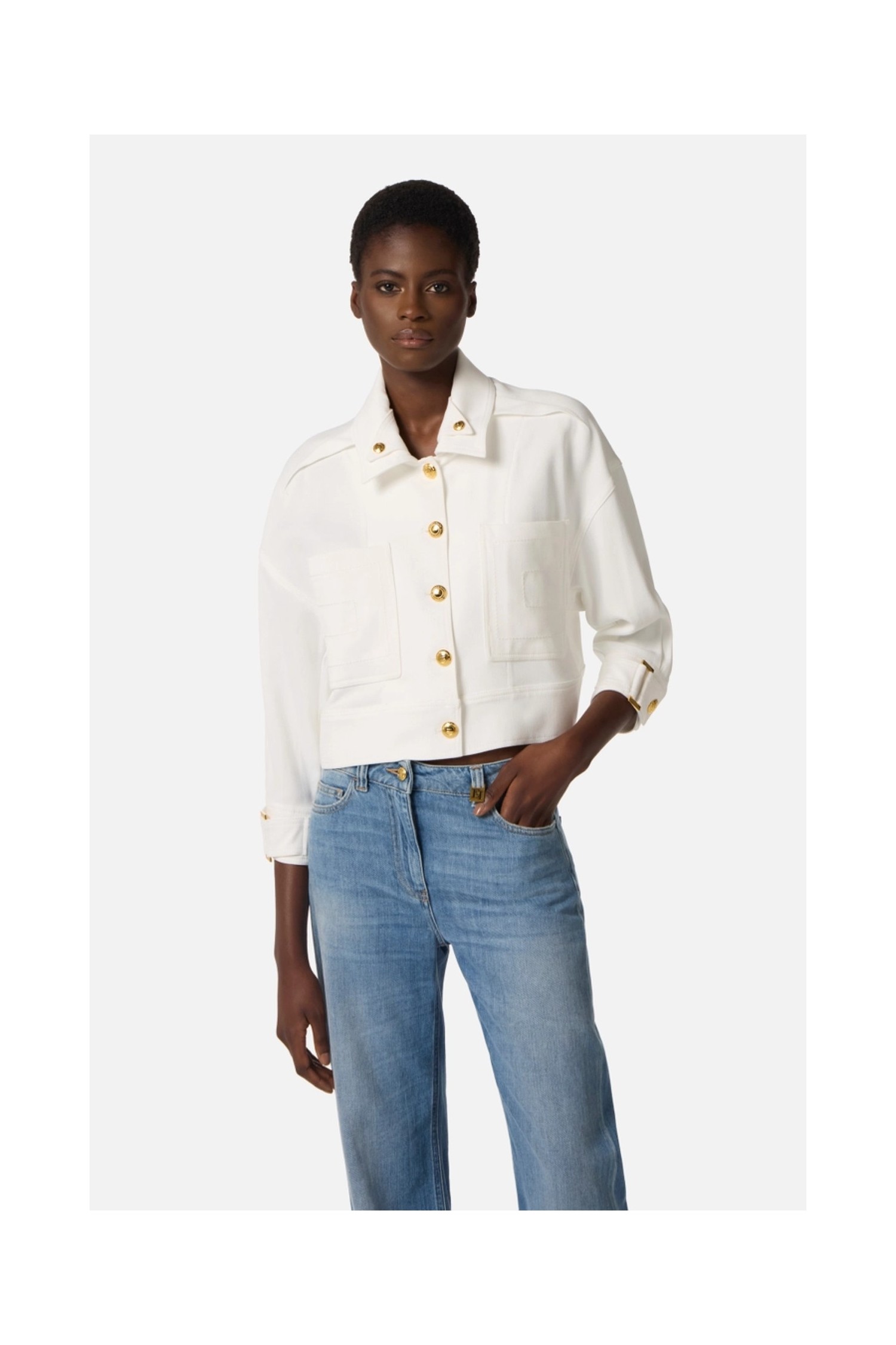 CABAN IN GABARDINE CON BOTTONI GIOIELLO ELISABETTA FRANCHI