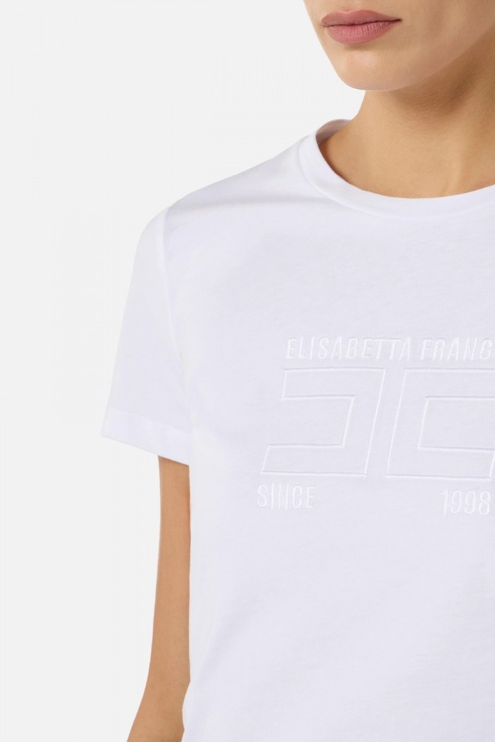  T -SHIRT IN JERSEY CON LOGO RICAMATO ELISABETTA FRANCHI