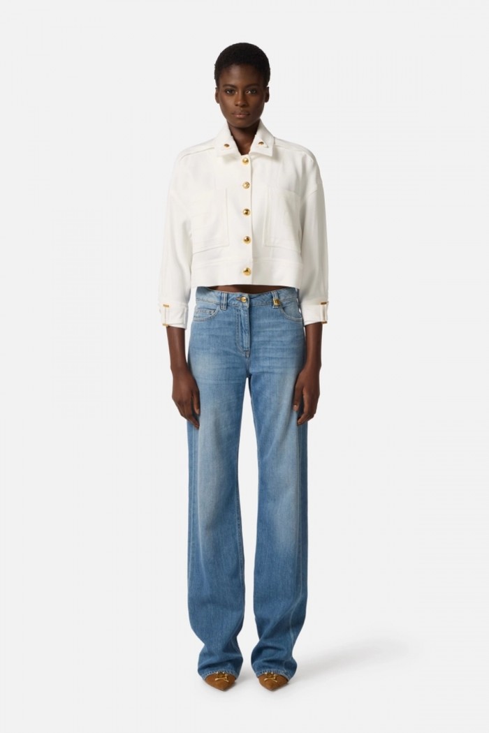 CABAN IN GABARDINE CON BOTTONI GIOIELLO ELISABETTA FRANCHI