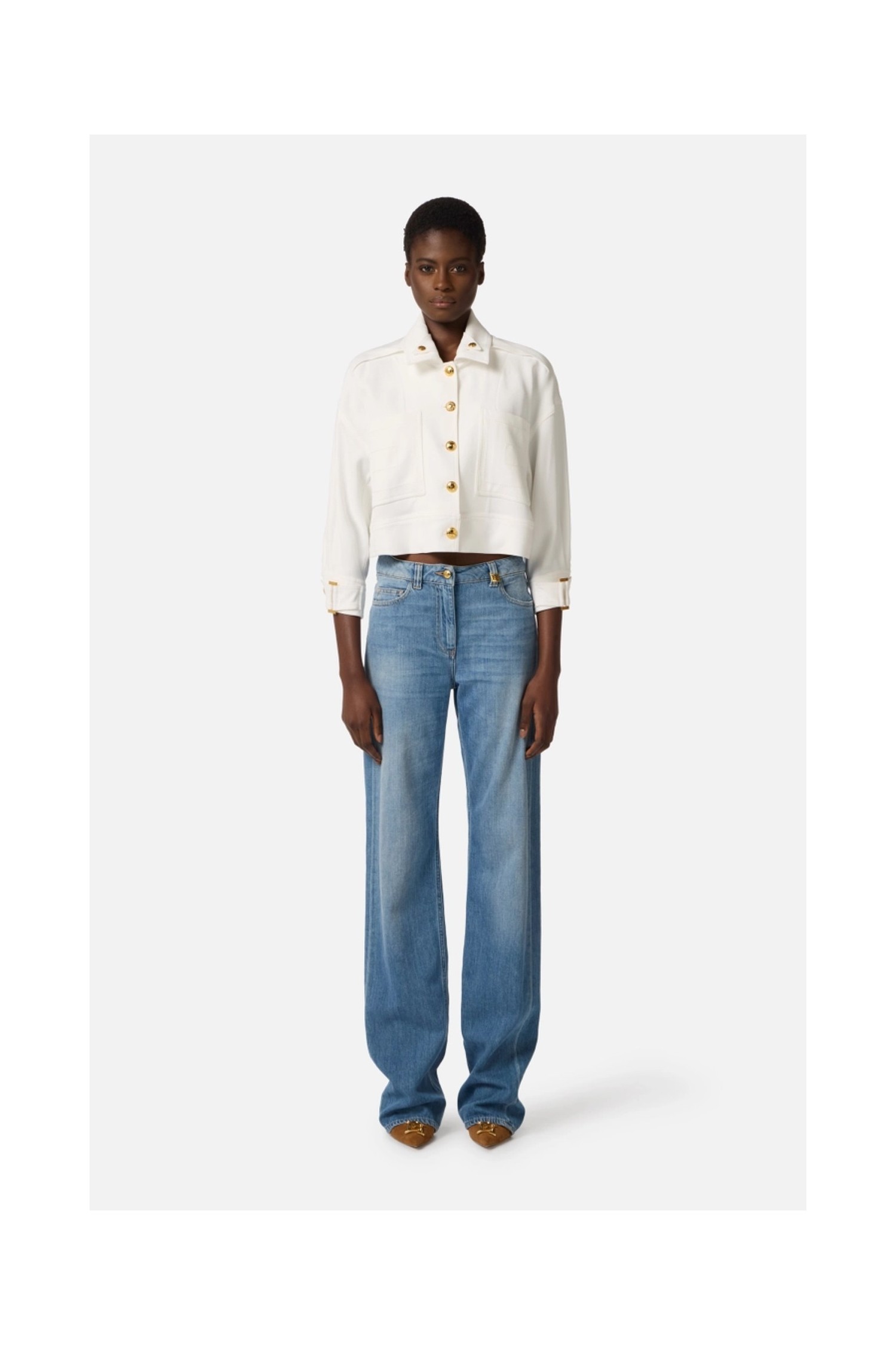 CABAN IN GABARDINE CON BOTTONI GIOIELLO ELISABETTA FRANCHI