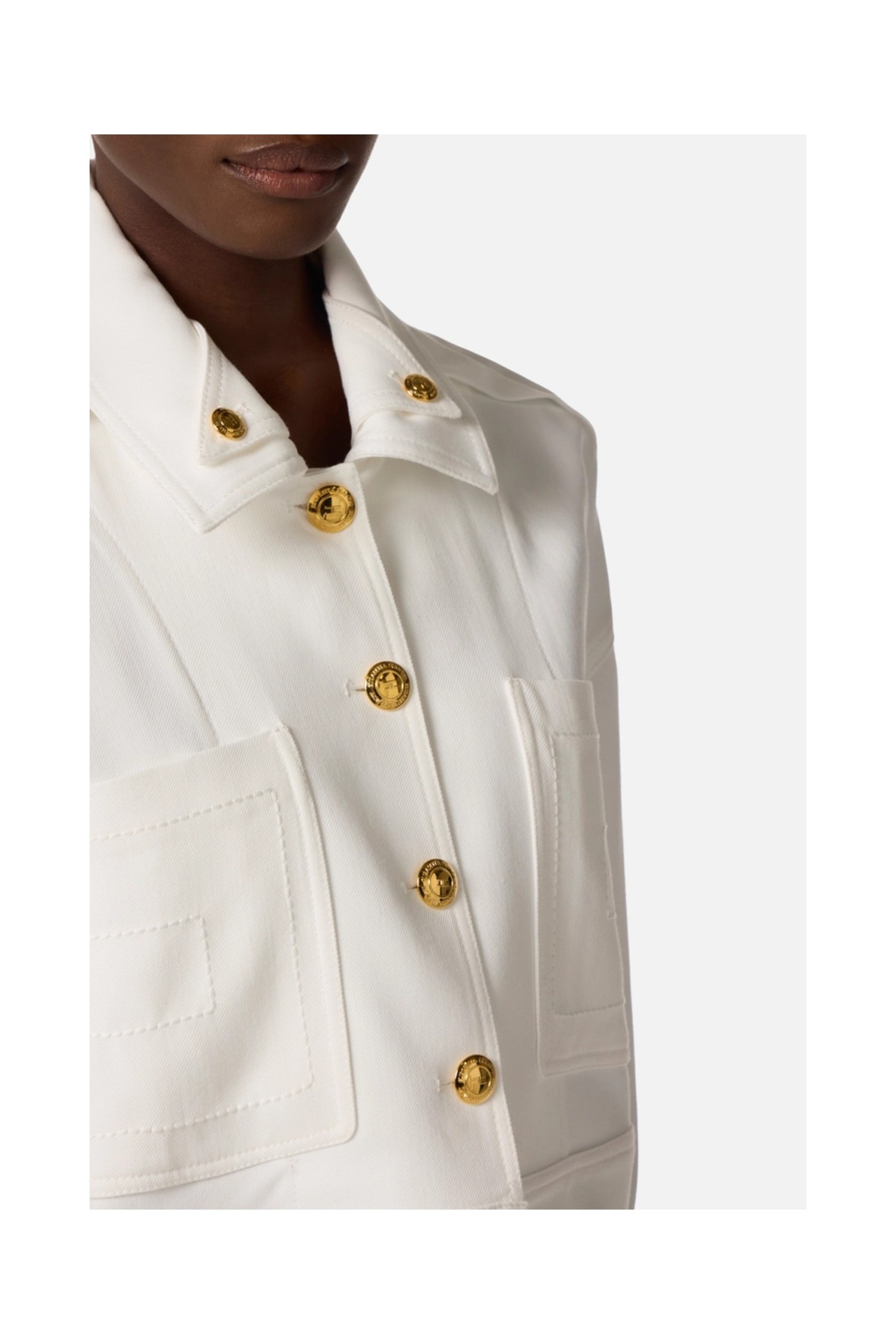 CABAN IN GABARDINE CON BOTTONI GIOIELLO ELISABETTA FRANCHI