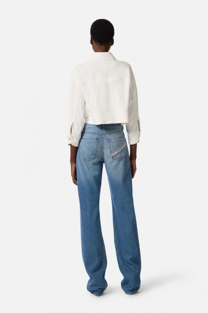 CABAN IN GABARDINE CON BOTTONI GIOIELLO ELISABETTA FRANCHI